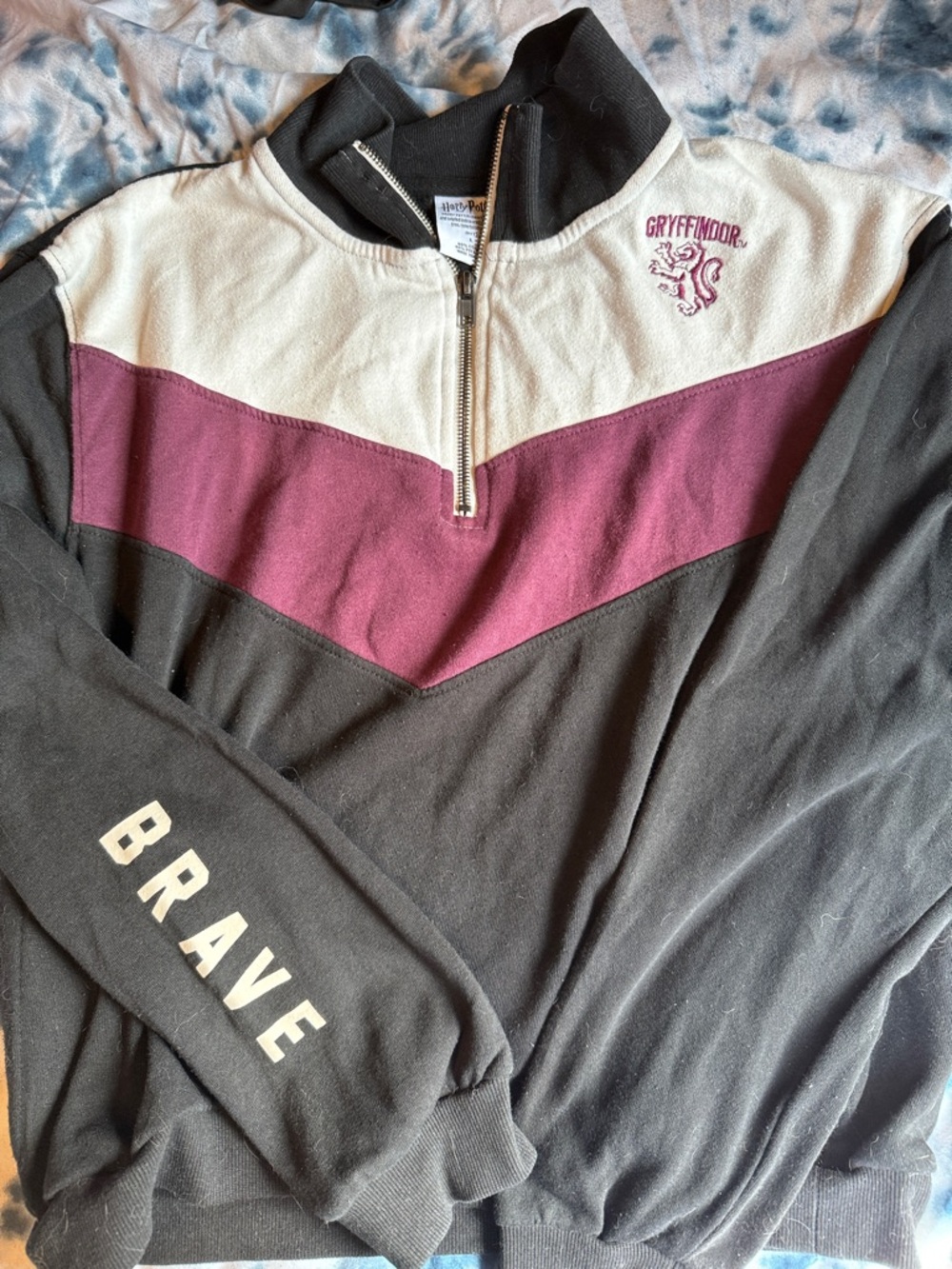 Warner Bros. Harry Potter Zip Pullover in Black, Cream & Maroon